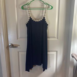 Like New Daisy Border Navy Flowy Dress
